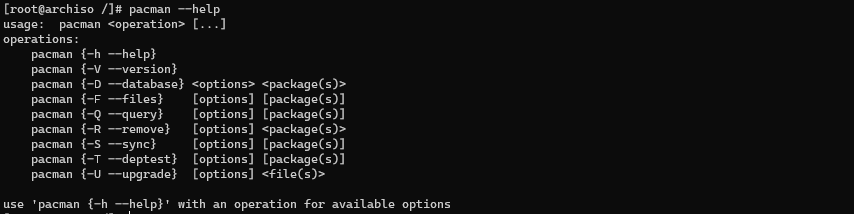 result of pacman &ndash;help