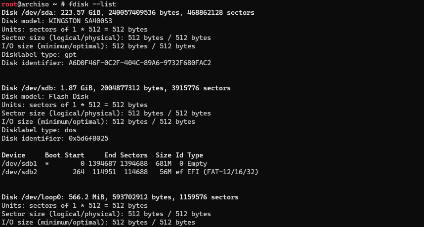 verify changes with fdisk &ndash;list